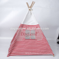 Pets Supplies Stripe Canvas Indian Tents Nature Wooden Cat House Dog Pet Tent Teepee